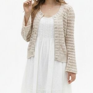 Stamp 10 Open Knit Button-Front Cardigan Cottagecore XL